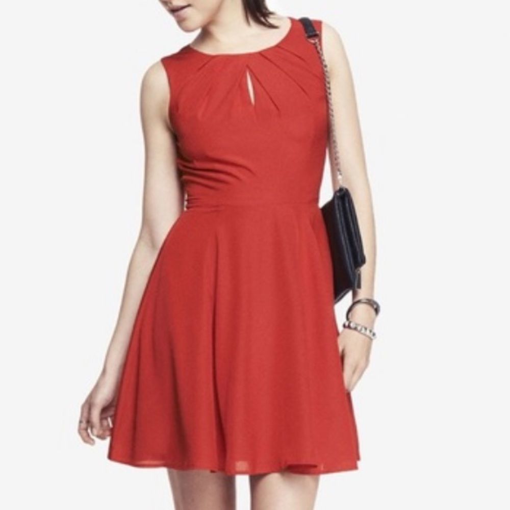 Express Keyhole Sleeveless Fit & Flare Dress
